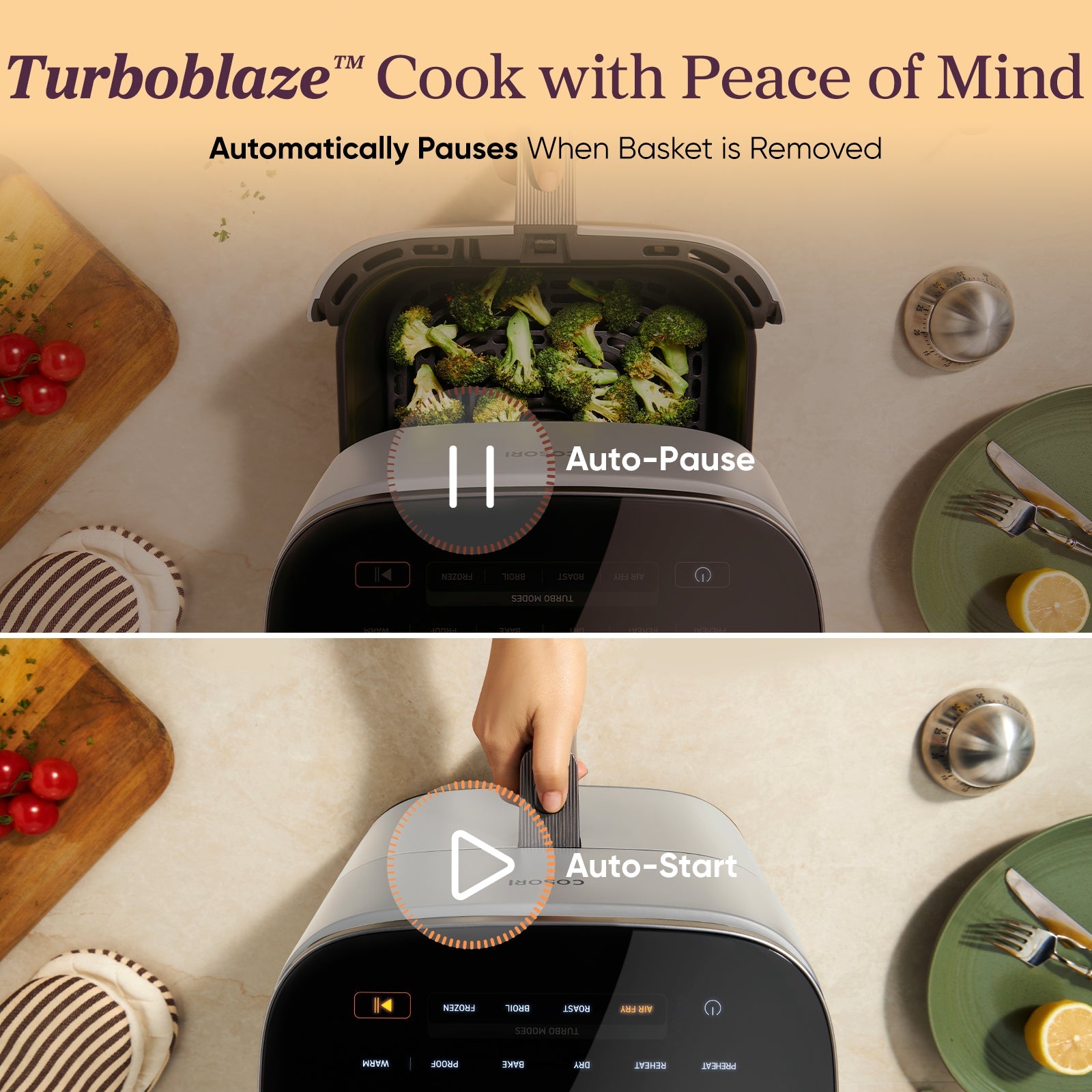 TurboBlaze™ 6.0-Quart Air Fryer - Light Gray
